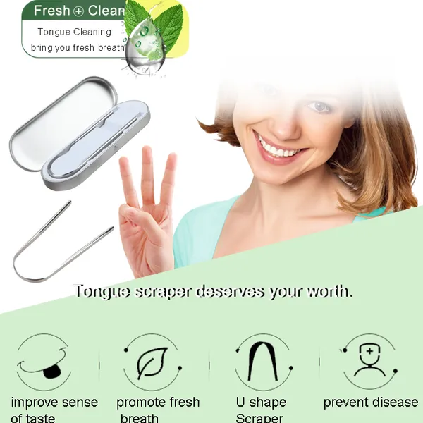 Hot Selling Oral Care Tools 304 Stainless Steel Tongue Scraper for Oral Caring photo-4