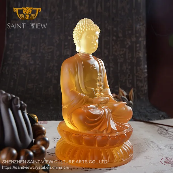 SAINT-VIEW Liuli Buddha Statue Three Precious Sakyamuni photo-3