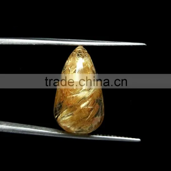 Golden Rutile / Natural Yellow Rutile Cabochon Gemstone / Smooth Copper Rutile photo-2