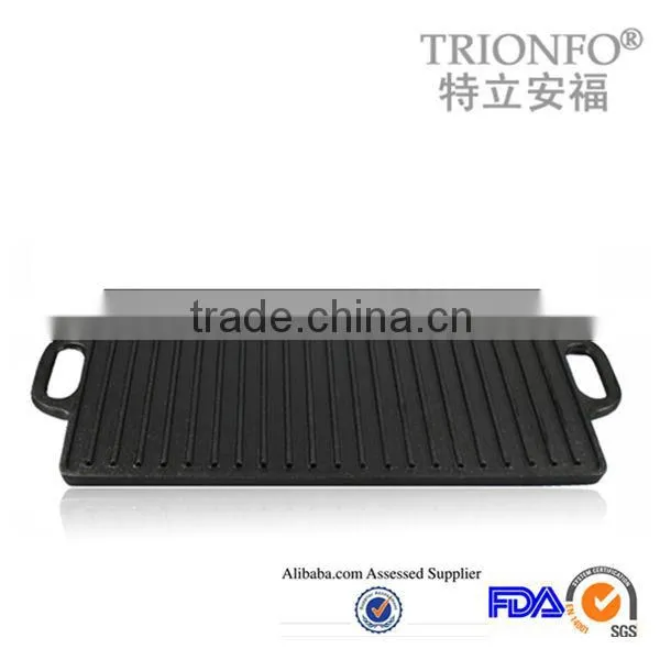 TRIONFO black non-stick pre-seasoned cast iron bbq grill plate for gas stove