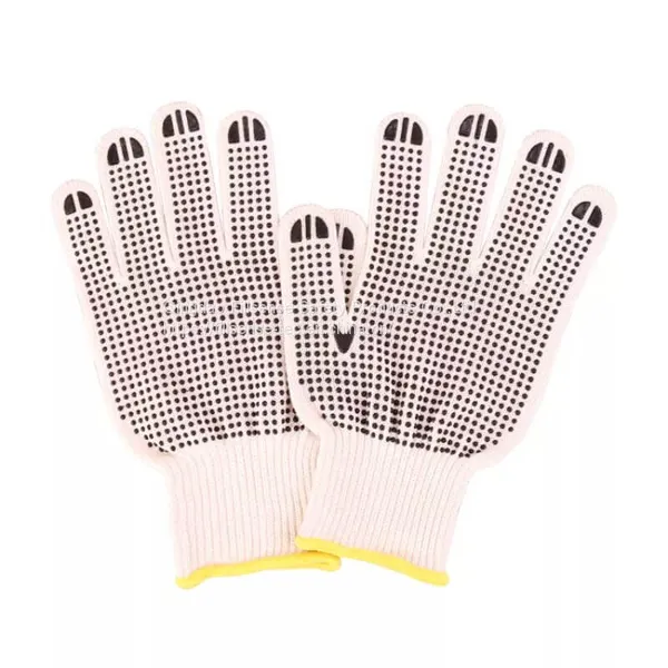 Anti Slip 7Gauge White Polycotton Liner PVC Dotted Work Gloves photo-4