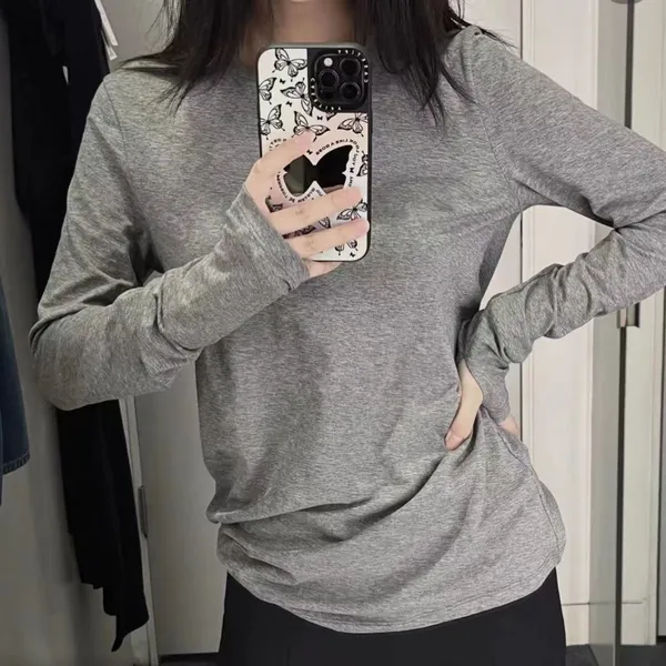 Slim Fit Round Neck Long Sleeved Base Shirt Suitable for Spring and Autumn Wear