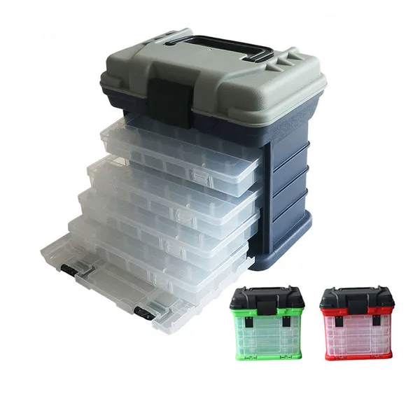 Fishing tackle box four removable racks lure and hooks storage multipurpose utility box
