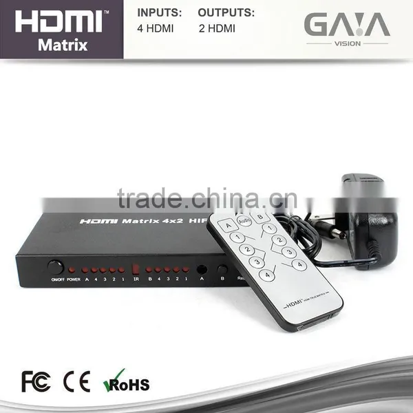 3D WIFI HDMI Matrix 4x2 With Amplifier 4 HDMI Input 2 HDMI Output Hdmi Matrix Switcher photo-2