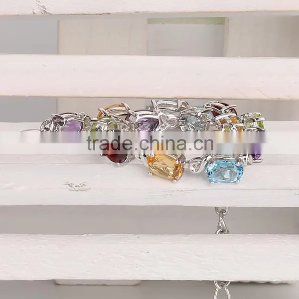 2015 China Supplier Fashion Jewelry New Product Wholesale White Plated Natural Color Stone Bracelets for Women photo-4