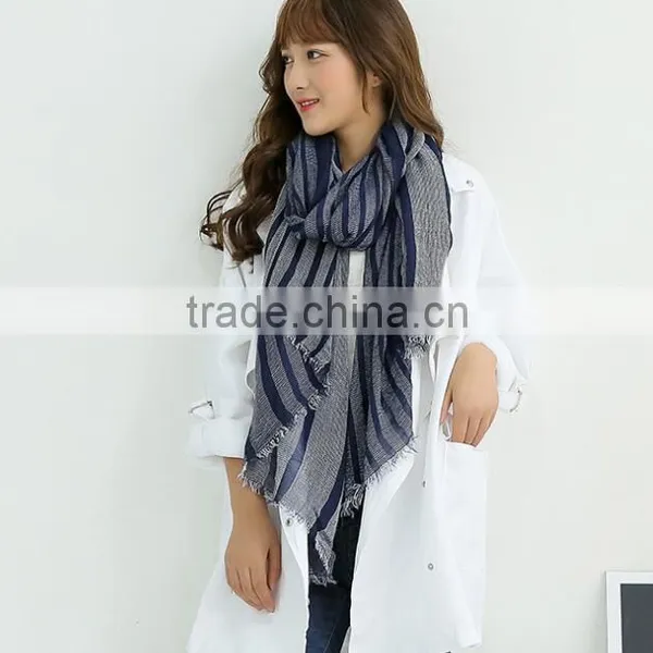 Wholesale New Style Lady Fashion Striped Voile Cotton Scarf Quality Choice