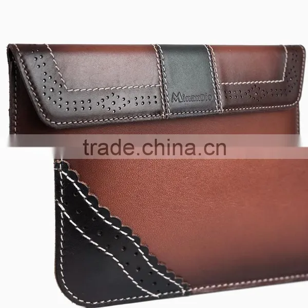 Vintage Style Brush-Off Leather Contrast Stitching Tablet Case With Hollow Out Design For IPad Mini3/Air2 OEM/ODM photo-6