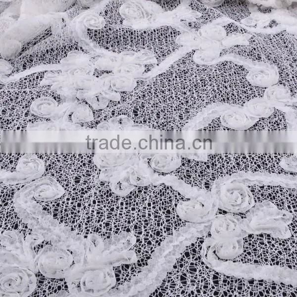 Superior Quality Netting Bottom Chiffon Ribbon Flower Embroidery Lace photo-5