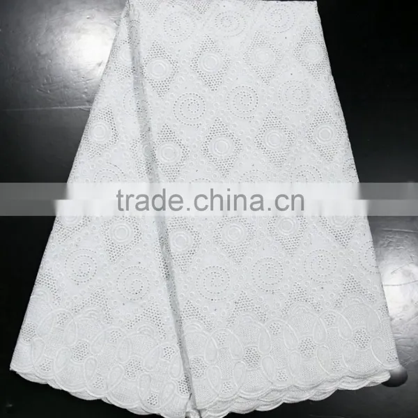 Latest Lace 2015 Embroidered Cotton Voile Fabric Royal Blue Swiss Cotton Lace Fabric photo-2