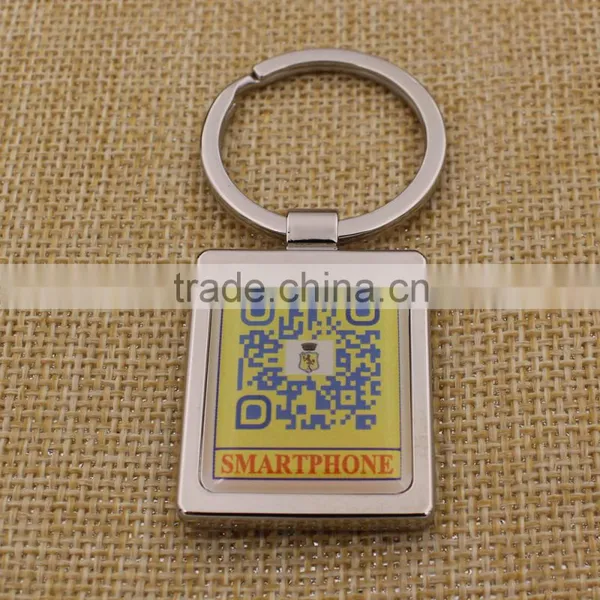 Promotion Custom Rectangle Metal Printing QR Code Keychain photo-4