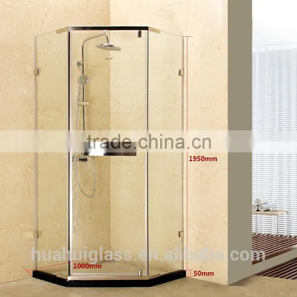 2015 Frameless Neo-angled Toughened Glass Fold Shower Cabin photo-3