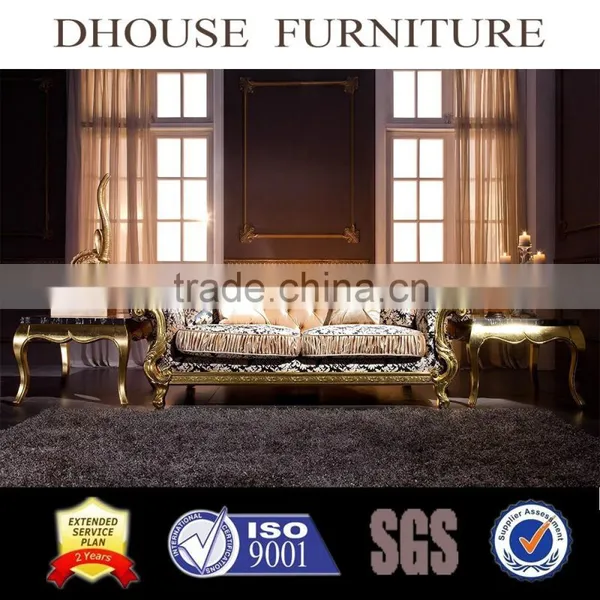 New Classic Home Livingroom Furniture Elegant Gloden Foil Fabric Sofa Furniture AL187