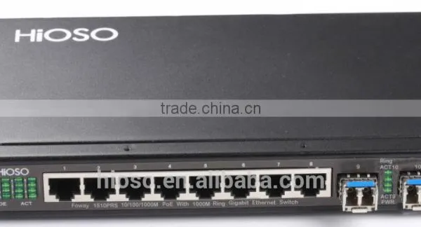 Gigabit 10 Port PoE Fiber Switch 8 RJ45 Port + 2 SFP Uplink/cascaded Port Network Switch With 48v Power Supply