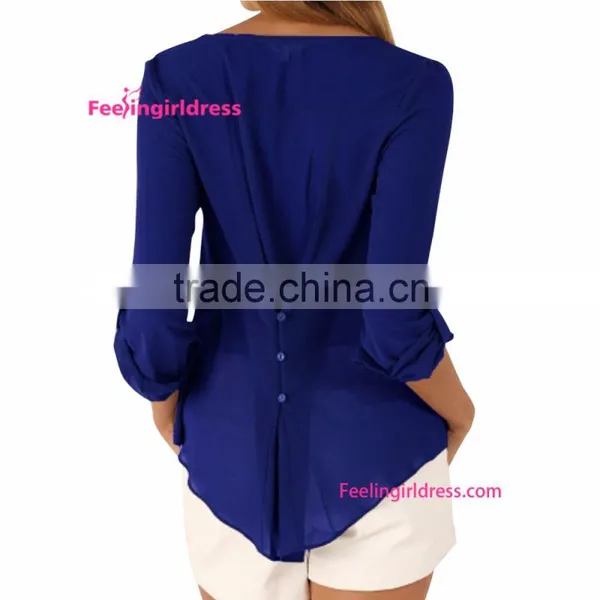 Latest Styles Office Wear Fashion Cutting Blouse for Ladies photo-6