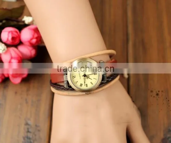 <>2015 Hot Sale Korean Style Couple Student Bracelets Men Punk Style Fashion Women Multilayer Watch Leather Bracelets / photo-2