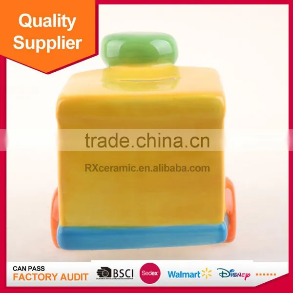 Hot Selling Train Shape Piggy Bank Ceramic Coin Bank With Handle photo-5