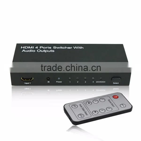 4x1 Hdmi Switch With Audio Output Support 3D HDMI Switch With Audio(Toslink+Coaxial+3.5mm Stereo) HDMI Matrix Switch 4x1 photo-3