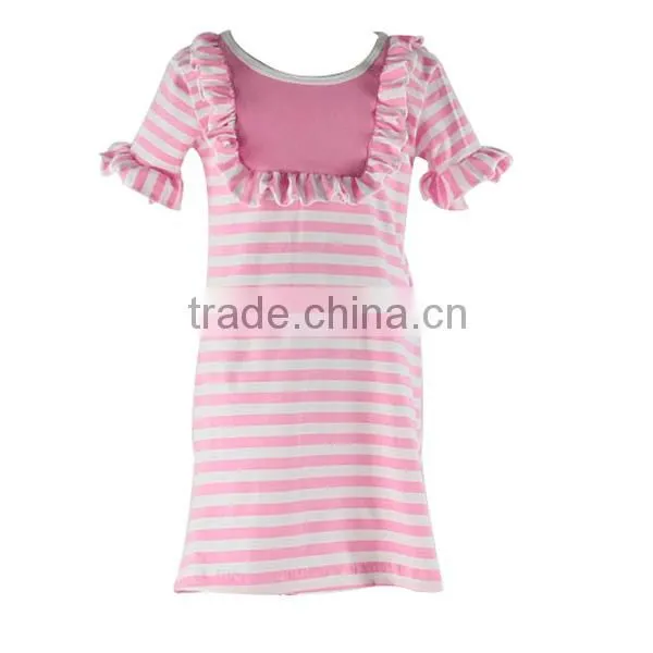 The Latest Fashions Children's Boutique Clothing Stripe Little Baby Girls Dress Pure Cotton Ruffle Dress photo-4