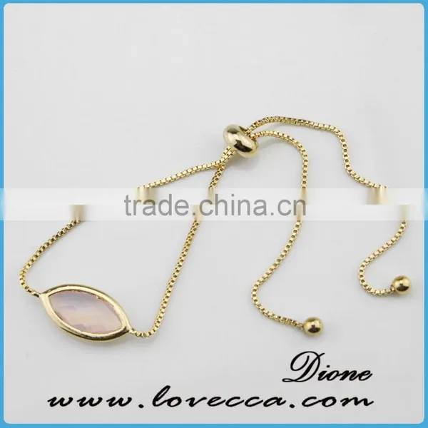 Cheap Wholesale 18K Gold Plated Brass Jewelry Fashion Adjustable Beads Womens Glass Stone photo-2