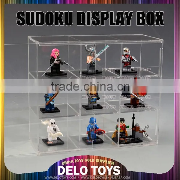 Plastic Transparent Toys Building Blocks Mini Figures Diamond Bricks Sudoku Display Case Acrylic Box DE00023