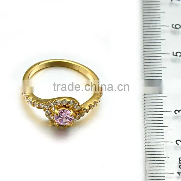 Popular 2017 Women Dubai Gold Jewelry Shiny Stainless Steel Zircon Ring Jewelry photo-3