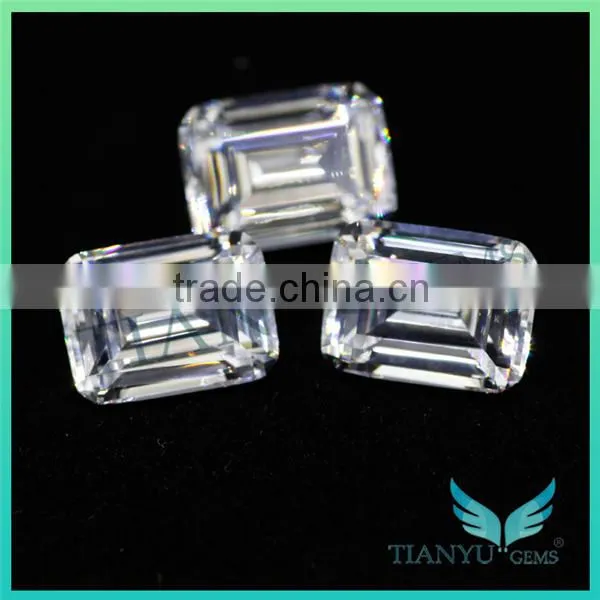 Free Sample Wholesale Synthetic Zircon Gemstone Emerald Cut White Cubic Zirconia Jewelry photo-4