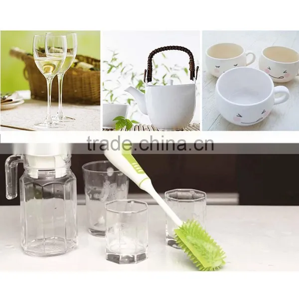 Nano Deep Handheld Kitchen Plastic Long Handle Wash Cup Silicone Cleaning Bottle Brush photo-4