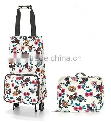 Set of 1 Trolley Shopping Bag With 2 Wheels and Zipper Pocket photo-3