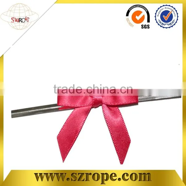 Plastic Twist Tie With Ribbon Bow for Gift Bow Packing