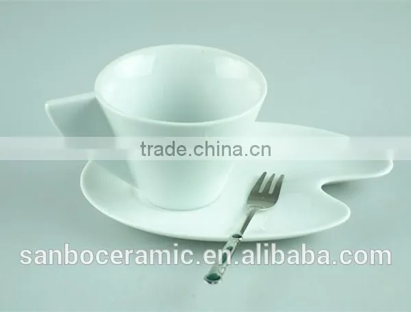 White Stock Cafe Cup and Saucer, Mini Coffee Cup and Saucers With Spoon Factory Cheap Price photo-2
