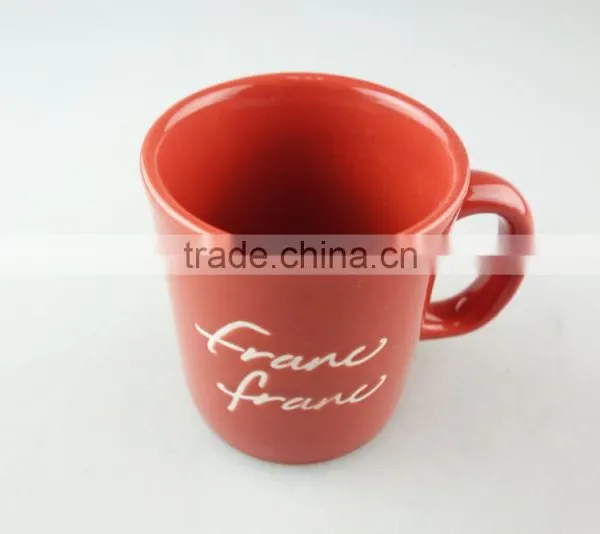 Hot Sale Cheap Glazed Ceramic Mug With Handle, Red Ceramic Mug for Wholesale in Stock photo-2