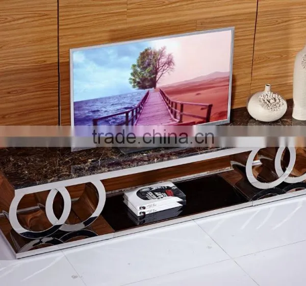 Marble Top Stainless Steel Maxim TV Stand photo-2