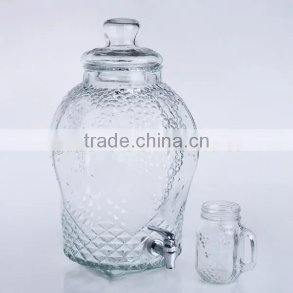Large Size Machine Pressed Beverage Used Glass Dispenser With Tap photo-3