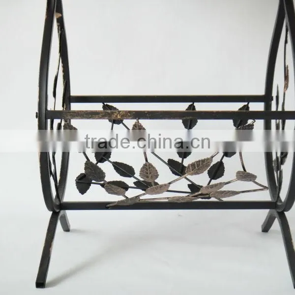New Metal Leaf Design Magazine Table Tempered Wooden Top Coffee Table photo-4