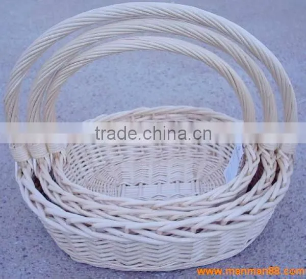 White Wicker Basket With Handle photo-2