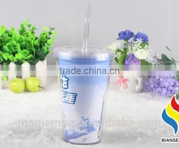 Double Wall pp Plastic Acrylic Insulated Tumbler With Straw and Lid photo-4