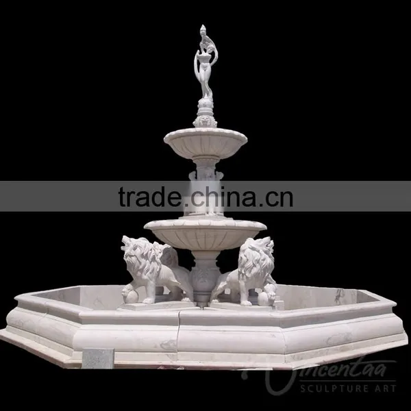 Outdoor Decoration Marble Stone Garden Lion Water Fountain photo-2