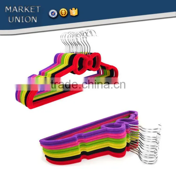 ABS Bowknot Shape Velvet Antiskid Hanger Flocking Clothes Hanger With Pulley,ABS,Nylon Villi,Chrome Plated Hook photo-4