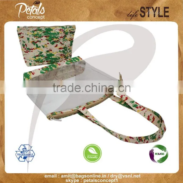 See Through PVC/ PP Laminated Juco Bag With Pouch photo-6
