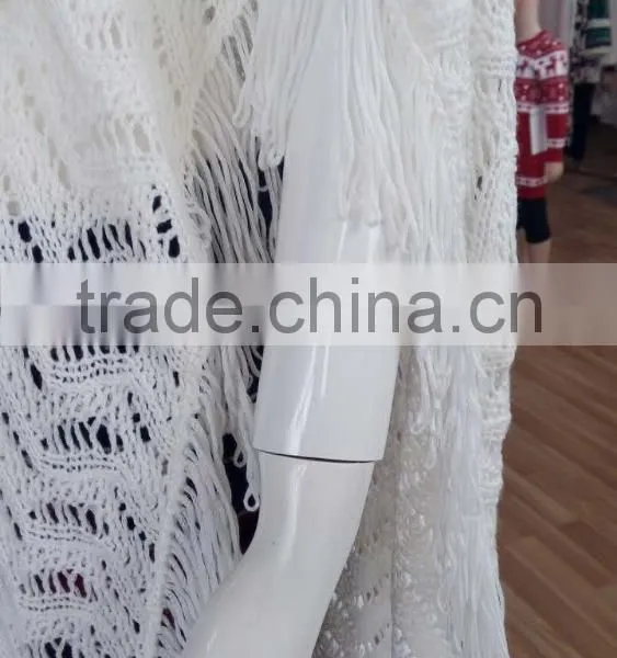 Wholesale Custom Fashion Apparel Woman Beautiful Wrap Front Cardigan Tassel Fringe Trim Designer Cardigan Sweater New Arrival photo-4