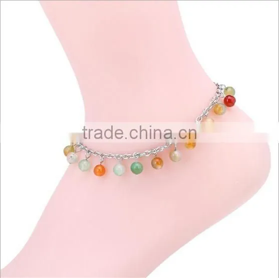 High End Crashed Garnet Stone Anklet Diy Natural Chip Stone Beads Anklet Bracelet for Women Jewelry 2016 photo-6