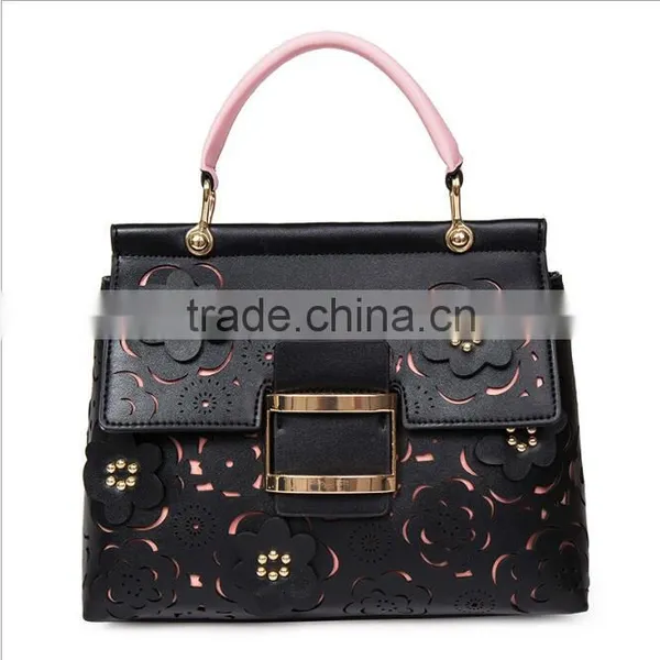 Zm50181b New Style Fashion Lady Bag Hollow Out Flowers pu Handbag Women photo-4