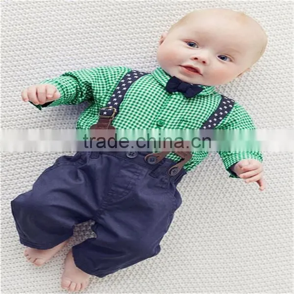 2017 New Baby Boy Clothes Gentleman Plaid Suit Shirt + New Style Boys Pants Jeans photo-2