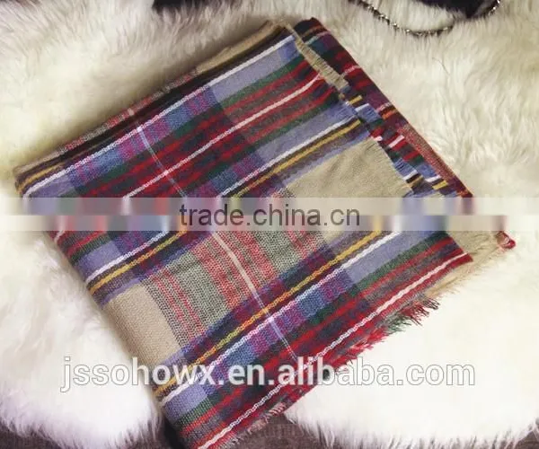 2014 Winter Hot Sale Camel Plaid Scarf photo-6