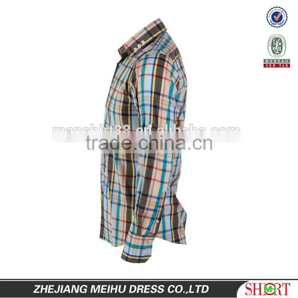 Latest Fashion Men Casual Shirts Plaid Fabric Button up Shirts for Men photo-4