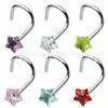 Star Prong Set Stone Gem Surgical Stainless Steel Nose Ring Jewelry / Nose Hoop Ring For Gift