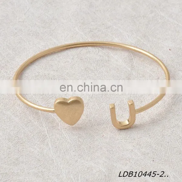 Heart & U Stacking Open Bangle Cuff Bracelate photo-5