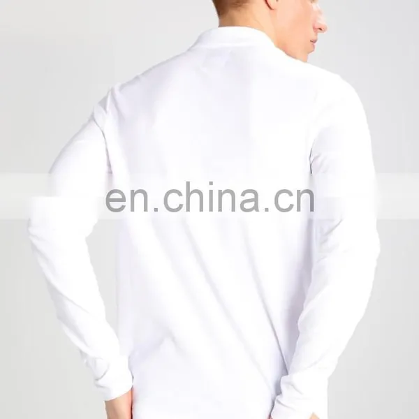Men White Long Sleeve Polo t Shirts Plain photo-2