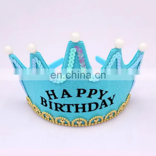 MCH-2318 New Wholesale Party Decoration Led Flashing Happy Birthday King Princess Tiara Crown Headband Hat for Kids photo-3