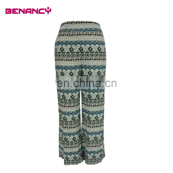 Viscose Green Floral Print Trousers Casual Wear Plus Size Pants for Women photo-2